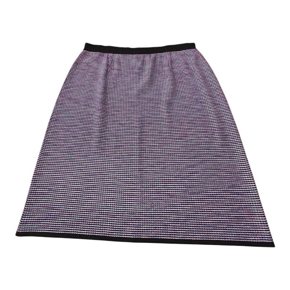 Exclusively Misook Knee Length Acrylic Knit Skirt Black Colorful Women’s Sz XL